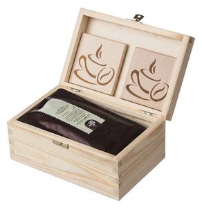 ČistéDrevo Darčeková drevená krabička - Kávy z rôznych kútov sveta