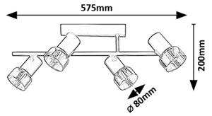Rabalux 73054 - Prisadený luster HATICE 4xE14/15W/230V