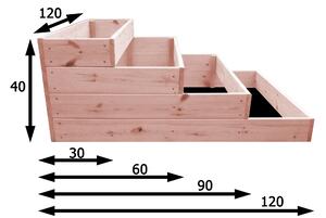 ČistéDrevo 4-poschodový drevený záhon 120 x 120 x 40 cm