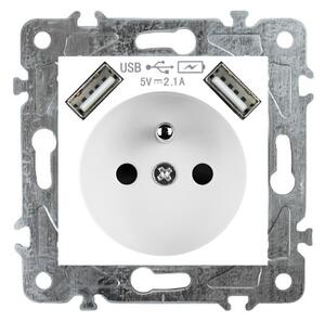 Elhard Zásuvka + 2x USB Royal, biela YK2190W