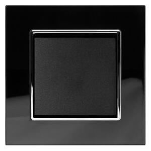 Elhard Vypínač Royal Glass Elegant č.1 so skleneným rámčekom, čierny - kompletný YE5301B