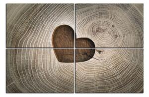 Obraz na plátne - Srdce na drevenom pozadí 1207E (150x100 cm)
