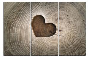 Obraz na plátne - Srdce na drevenom pozadí 1207B (120x80 cm)