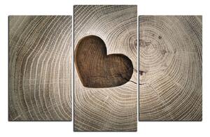 Obraz na plátne - Srdce na drevenom pozadí 1207C (90x60 cm)