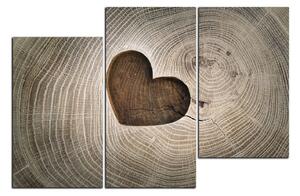 Obraz na plátne - Srdce na drevenom pozadí 1207D (150x100 cm)
