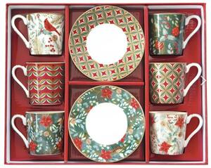 FEDORA Home Set pre 6 osôb - porcelánový hrnček espresso s tanierikom, 100ml, Coffee Mania Christmas Joy