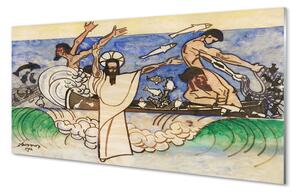Sklenený obklad do kuchyne Ježišovo skica sea 100x50 cm