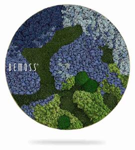 Machový obraz kruh BEMOSS® ORTHO OMBRE Blue - Priemer 40 cm
