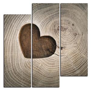 Obraz na plátne - Srdce na drevenom pozadí - štvorec 3207C (75x75 cm)