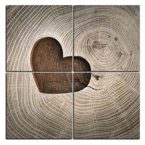 Obraz na plátne - Srdce na drevenom pozadí - štvorec 3207E (60x60 cm)