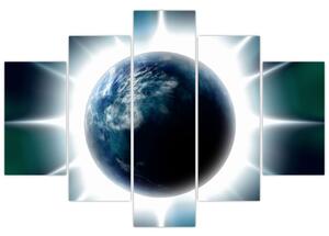 Obraz ožiarenej planéty (150x105 cm)
