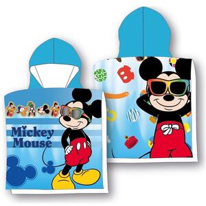 DETSKÝ BAVLNENÝ PONČO UTERÁK S KAPUCŇOU MICKEY 50X115 CM VZOROVANÁ