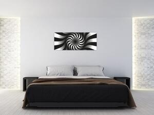 Abstraktný obraz čiernobiele špirály (120x50 cm)