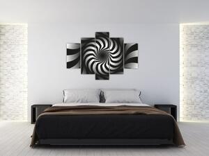 Abstraktný obraz čiernobiele špirály (150x105 cm)