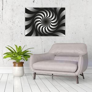 Abstraktný obraz čiernobiele špirály (70x50 cm)