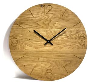 Nástenné hodiny z dubového dreva OAK - 30cm - Čierna - Bez gravírovania