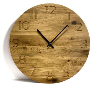 Nástenné hodiny z dubového dreva SLIM - 30cm - Čierna - Bez gravírovania