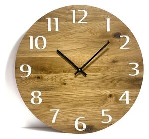 Nástenné hodiny z dubového dreva SLIM White - 30cm - Čierna - Bez gravírovania
