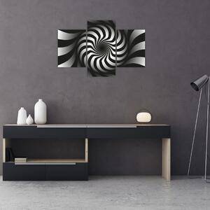 Abstraktný obraz čiernobiele špirály (90x60 cm)