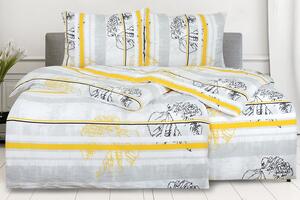 Jerry Fabrics Bavlnené krepové obliečky 140x200 + 70x90 cm - LAVENA žltá