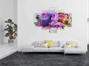 Obraz orchideí a sviečok (150x105 cm)