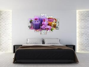 Obraz orchideí a sviečok (150x105 cm)