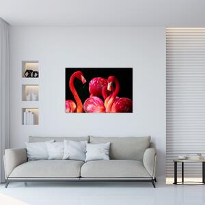 Obraz červených plameniakov (90x60 cm)