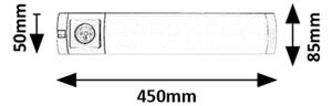 Rabalux 78038 - LED Podlinkové sv. so zás. SOFT 2E LED/5W/230V 4000K 45cm strieb