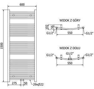 Mexen Ares kúpeľňový radiátor 1500 x 600 mm, 733 W, Biela - W102-1500-600-00-20