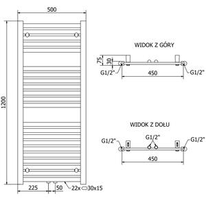 Mexen Hades kúpeľňový radiátor 1200 x 500 mm, 562 W, Biela - W104-1200-500-00-20