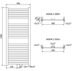 Mexen Hades kúpeľňový radiátor 1200 x 500 mm, 444 W, Zlatá - W104-1200-400-00-50