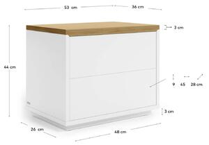 MUZZA Nočný stolík lenbia 53 x 44 cm biely