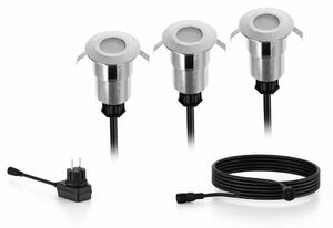 Philips Spore GardenLink vonkajšie nízkonapätové zemné svietidlo 3x LED 1W 2700K 24V, strieborná