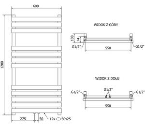 Mexen Jowisz kúpeľňový radiátor 1200 x 600 mm, 594 W, Biela - W107-1200-600-00-20