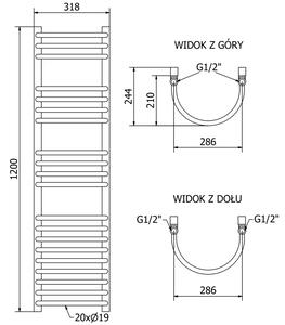 Mexen Eros kúpeľňový radiátor 1200 x 318 mm, 419 W, Čierna - W112-1200-318-00-70
