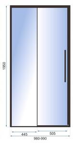Rea - SOLAR BLACK MAT posuvné sprchové dvere, číre sklo/čierny matný+chrómový profil ,100 x 195 cm, REA-K6512