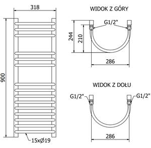 Mexen Eros kúpeľňový radiátor 900 x 318 mm, 315 W, Čierna - W112-0900-318-00-70
