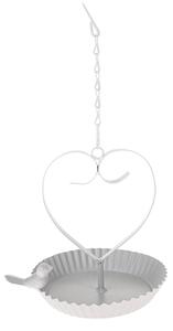 Závesné kovové kŕmidlo Bird´s heart biela, 18 x 21 cm