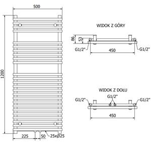 Mexen Sol kúpeľňový radiátor 1200 x 500 mm, 569 W, Čierna - W125-1200-500-00-70