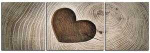 Obraz na plátne - Srdce na drevenom pozadí - panoráma 5207C (150x50 cm)
