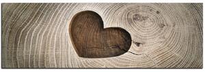 Obraz na plátne - Srdce na drevenom pozadí - panoráma 5207A (105x35 cm)