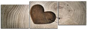Obraz na plátne - Srdce na drevenom pozadí - panoráma 5207E (90x30 cm)