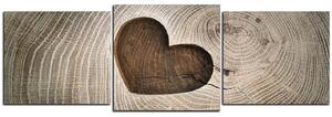 Obraz na plátne - Srdce na drevenom pozadí - panoráma 5207D (90x30 cm)