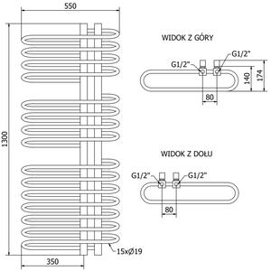 Mexen Ops kúpeľňový radiátor 1300 x 550 mm, 694 W, Biela - W122-1000-550-00-20