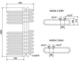 Mexen Ops kúpeľňový radiátor 1000 x 550 mm, 517 W, Biela - W122-1000-550-00-20