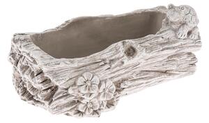 Betónový obal na kvetináč Kmeň s kvetinami sivá, 11 x 21 cm