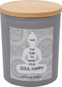 Vonná sviečka Soul Happy, vôňa zimolezu, 7 x 8,5 cm, 300 g, farba sivá