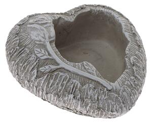 Betónový obal na kvetináč Srdce s vetvičkou sivá, 16 x 6,5 cm