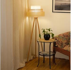 Brilagi - Stojacia lampa CEDAR LUNETA 1xE27/15W/230V ratan/hnedá/krémová