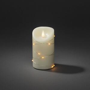 Vosková LED sviečka biela farba teplá biela 17,8cm